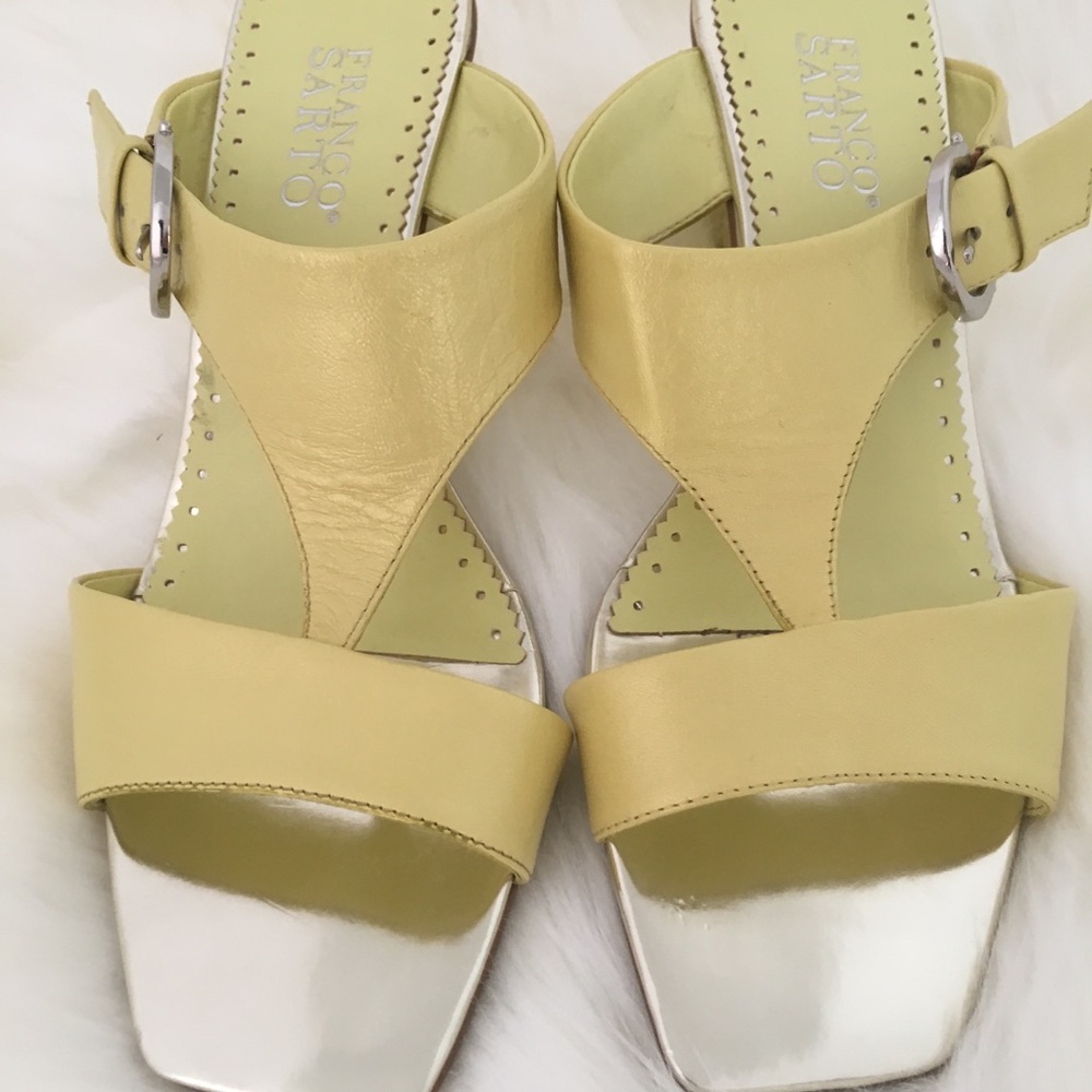 Cute! Yellow Franco Sarto Wedge Sandal- Great Co…